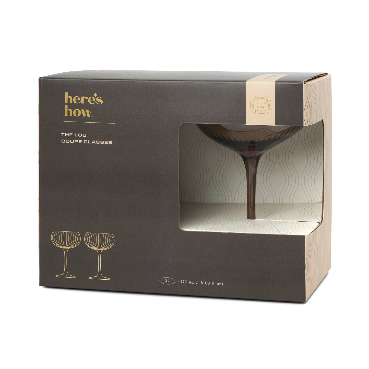 The Lou Coupe Glass - Smoke, Set Of 2