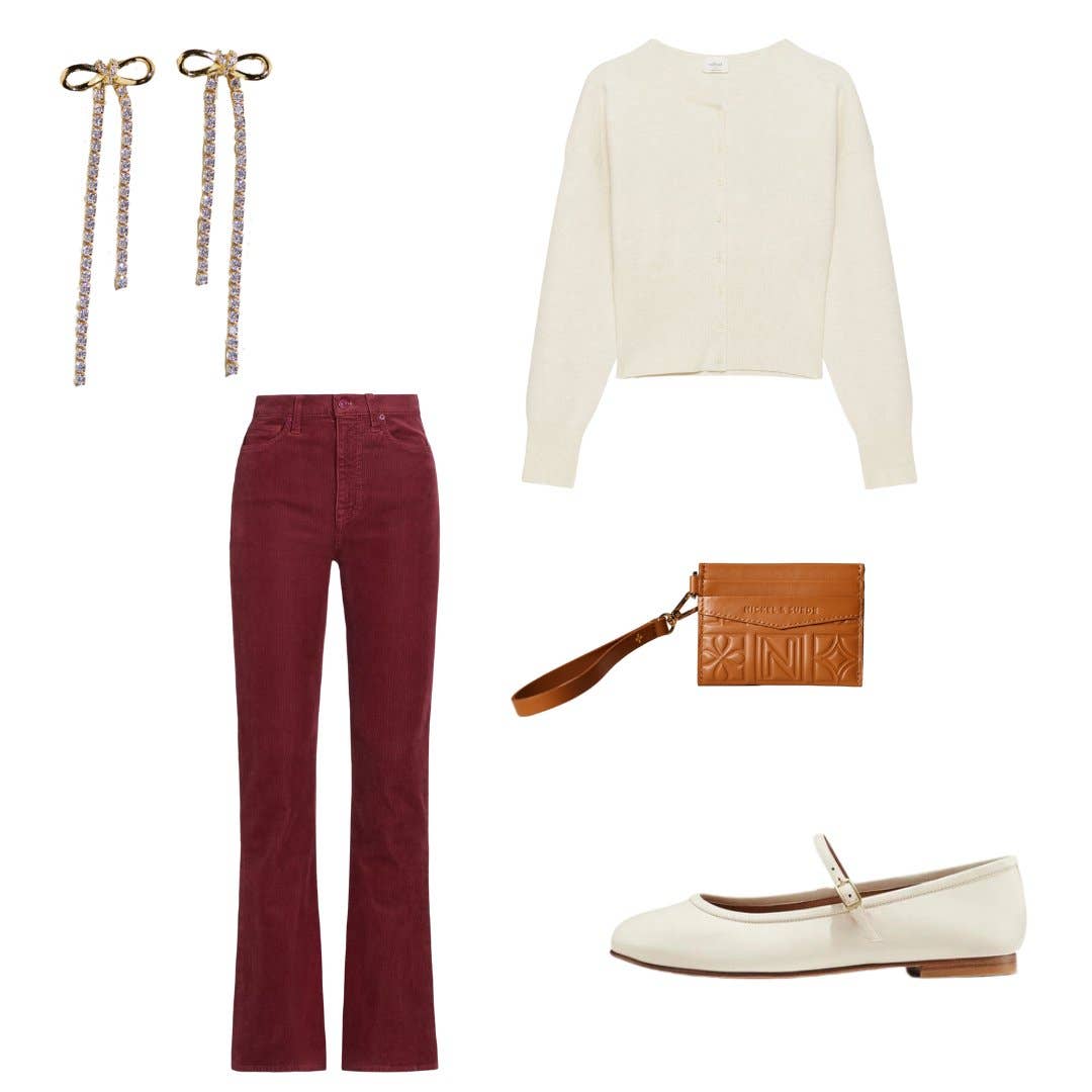 Gold Long Crystal Bow Drop Studs: Gold