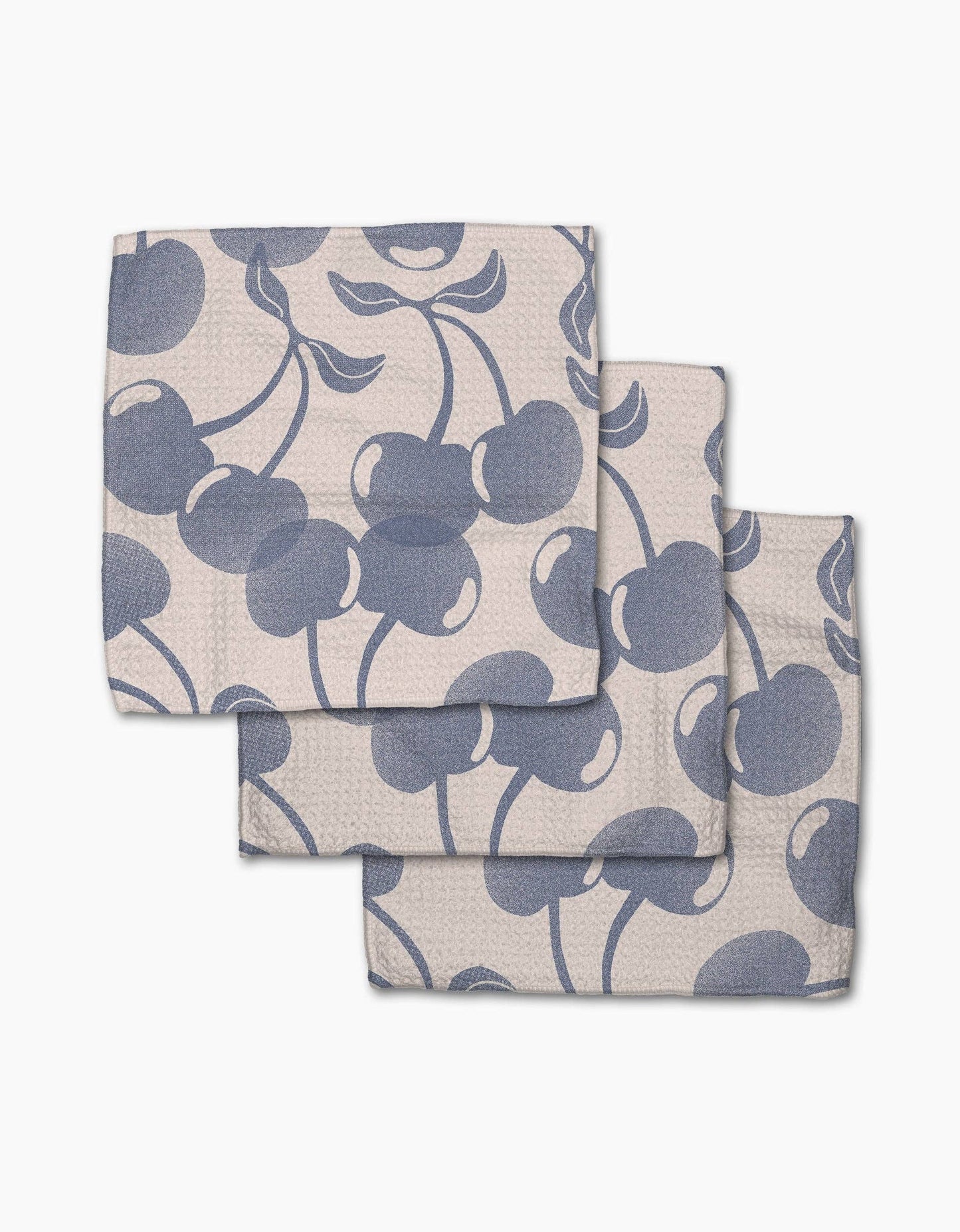 Geometry Blue Cherry Dreams Dishcloth Set