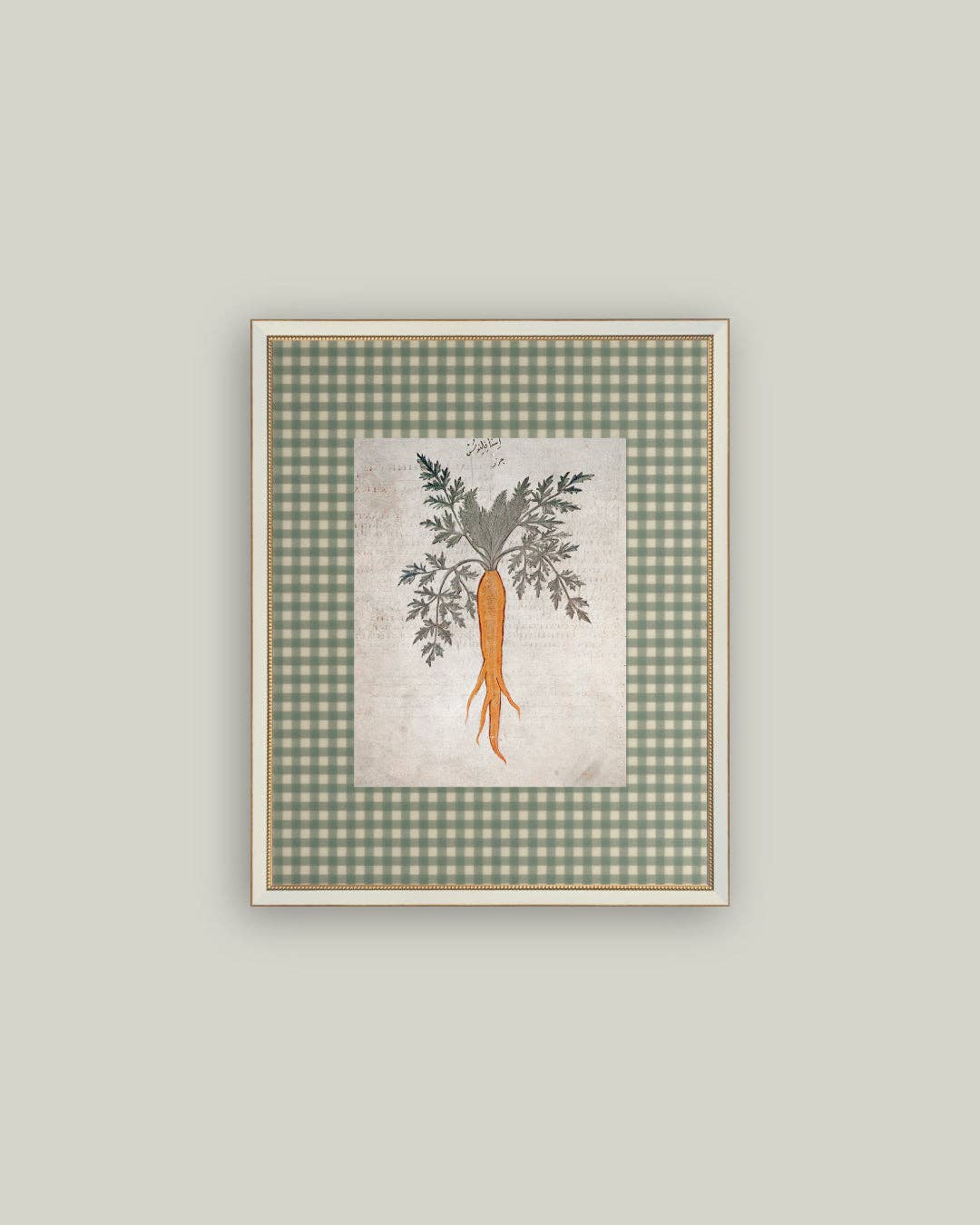 Garden Carrot Framed Antique Art: 7x9