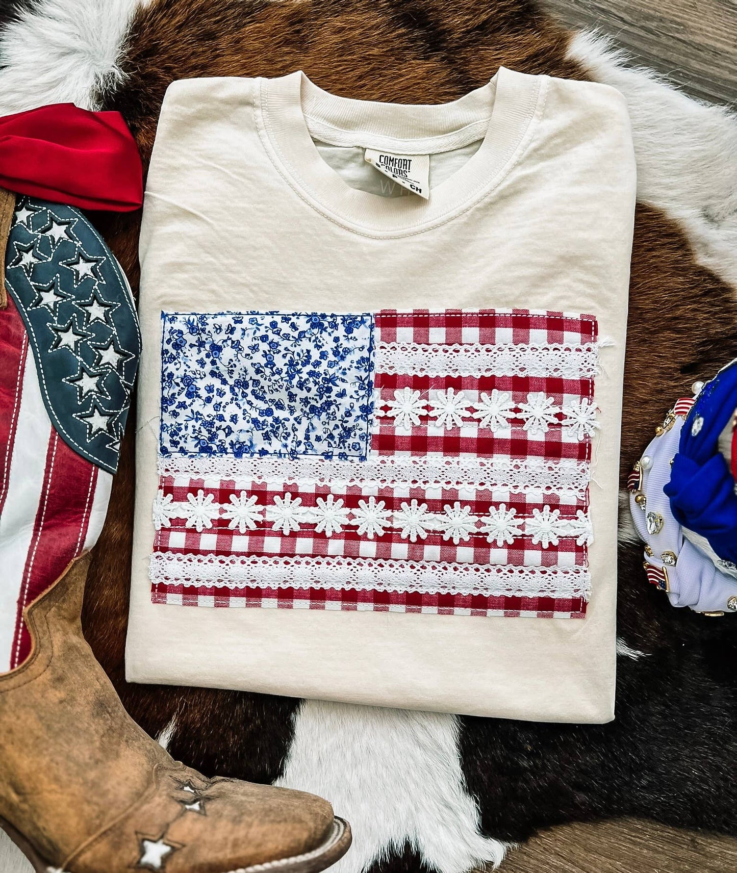 American Flag Daisy YOUTH: Short Sleeve Cotton