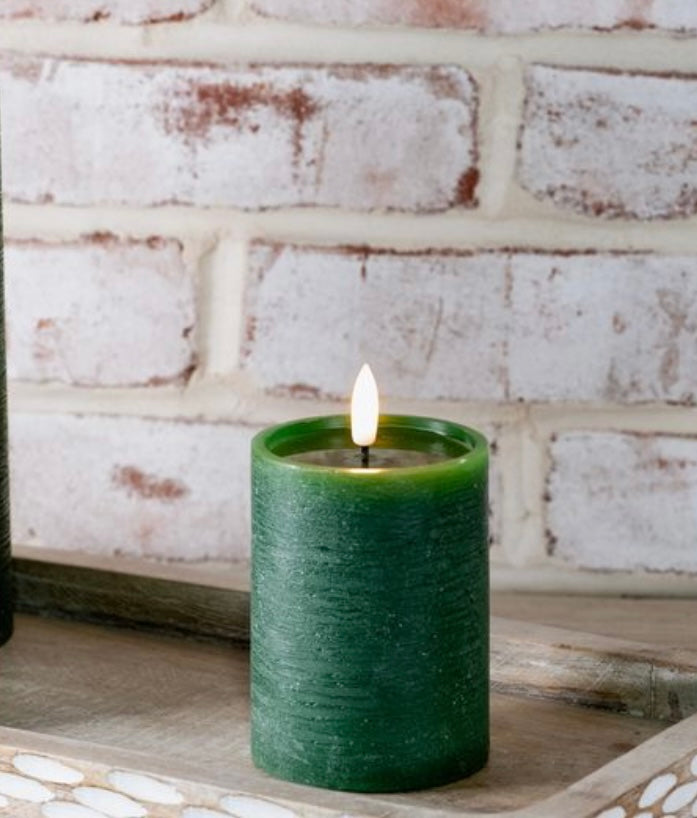 4 inch Green LED Pillar Candle