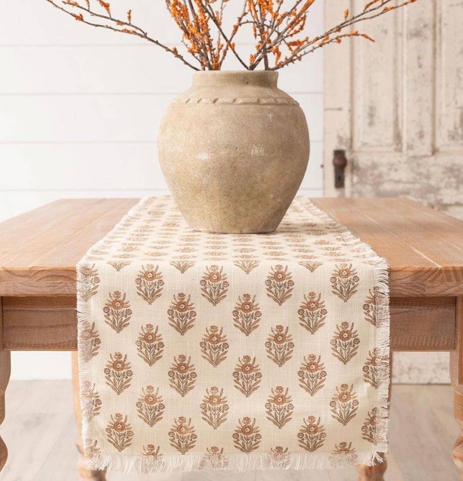 Table Runner Block Print Silhouette