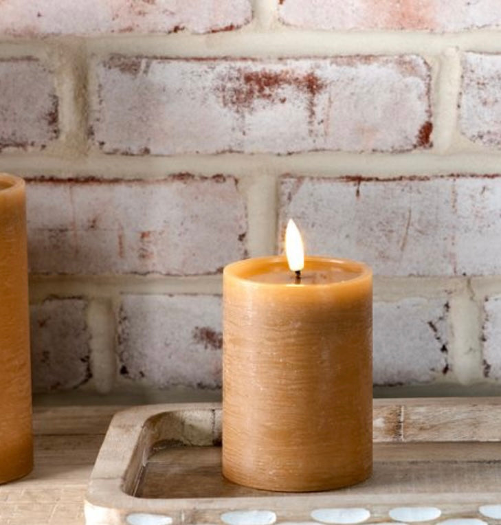 4 inch Caramel LED Pillar Candle