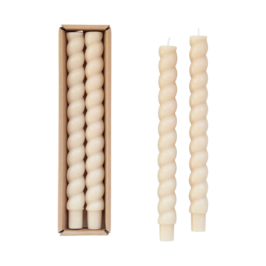 Unscented Twisted Taper Candle-Cream
