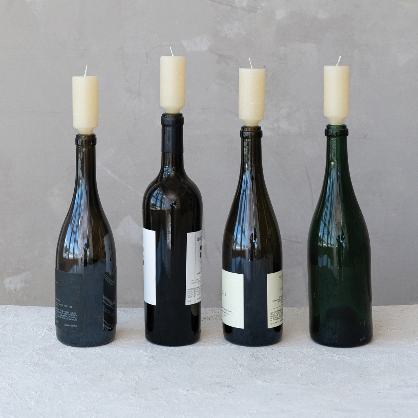 Unscented Bottle Taper Candles-Set of 4