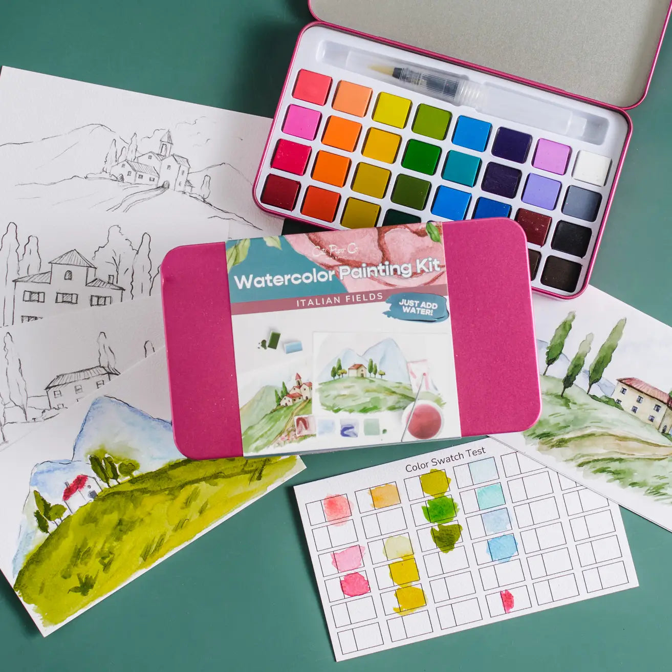 Italian Fields Watercolor Painting Kit