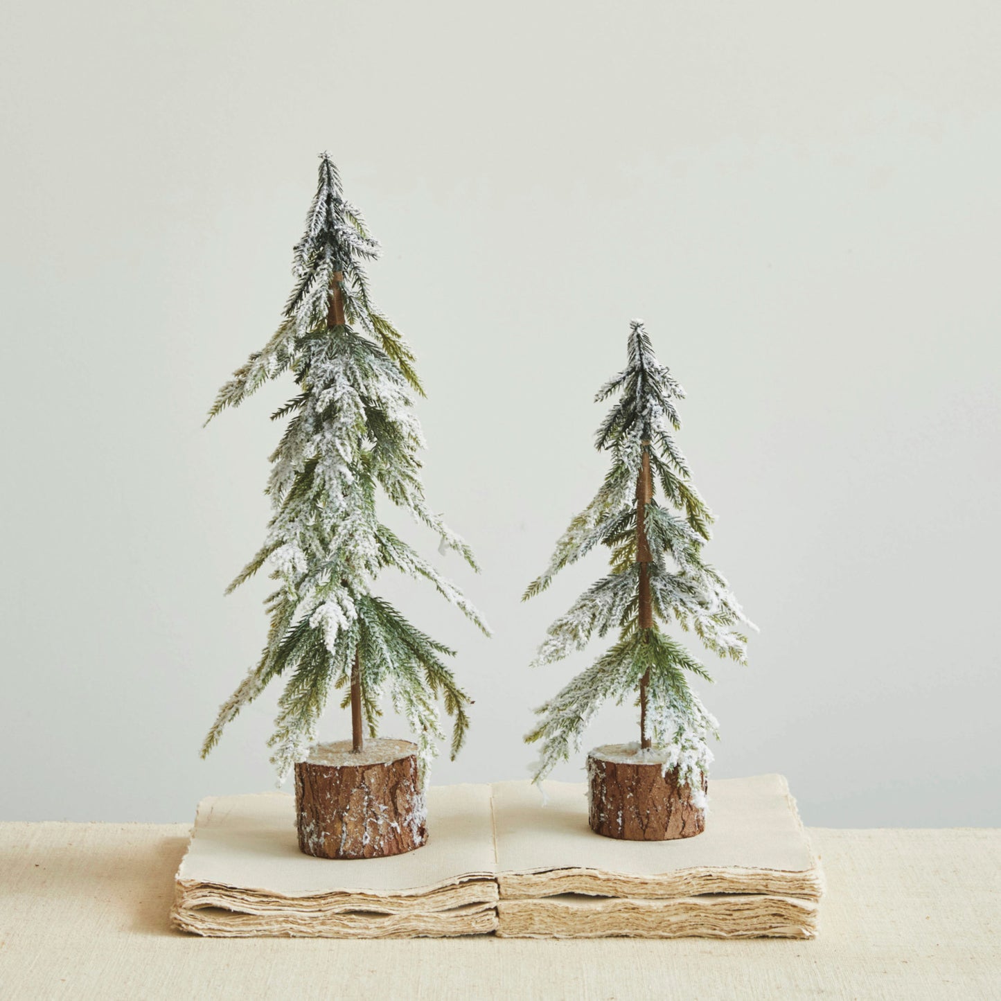Faux Fir Tree with Wood Base 17.75” H