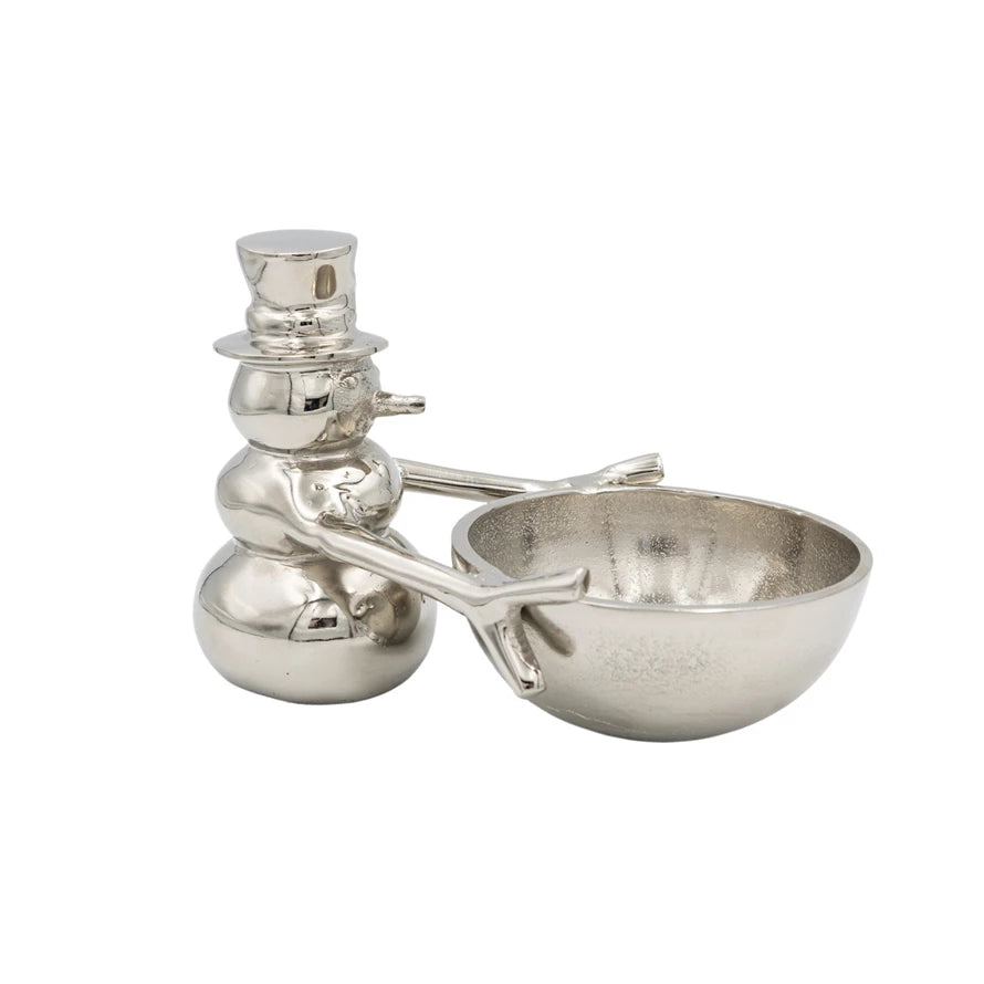 Silver Snowman Holding Bowl
