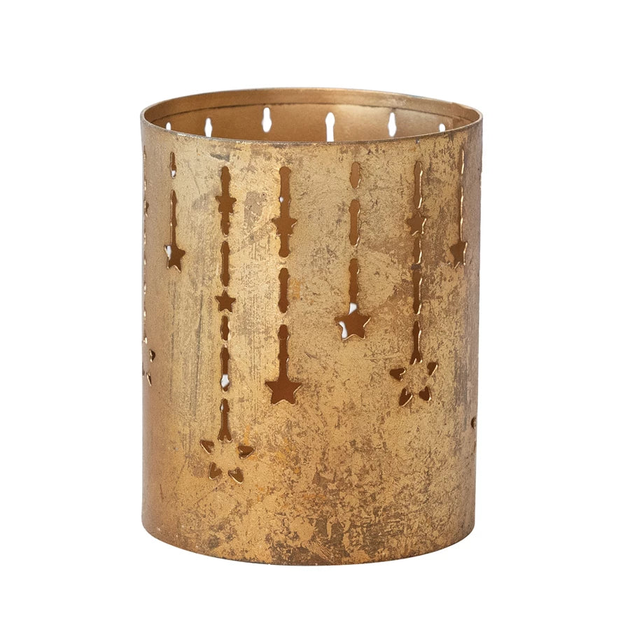 Brass Tealight Holder with Star Cutouts