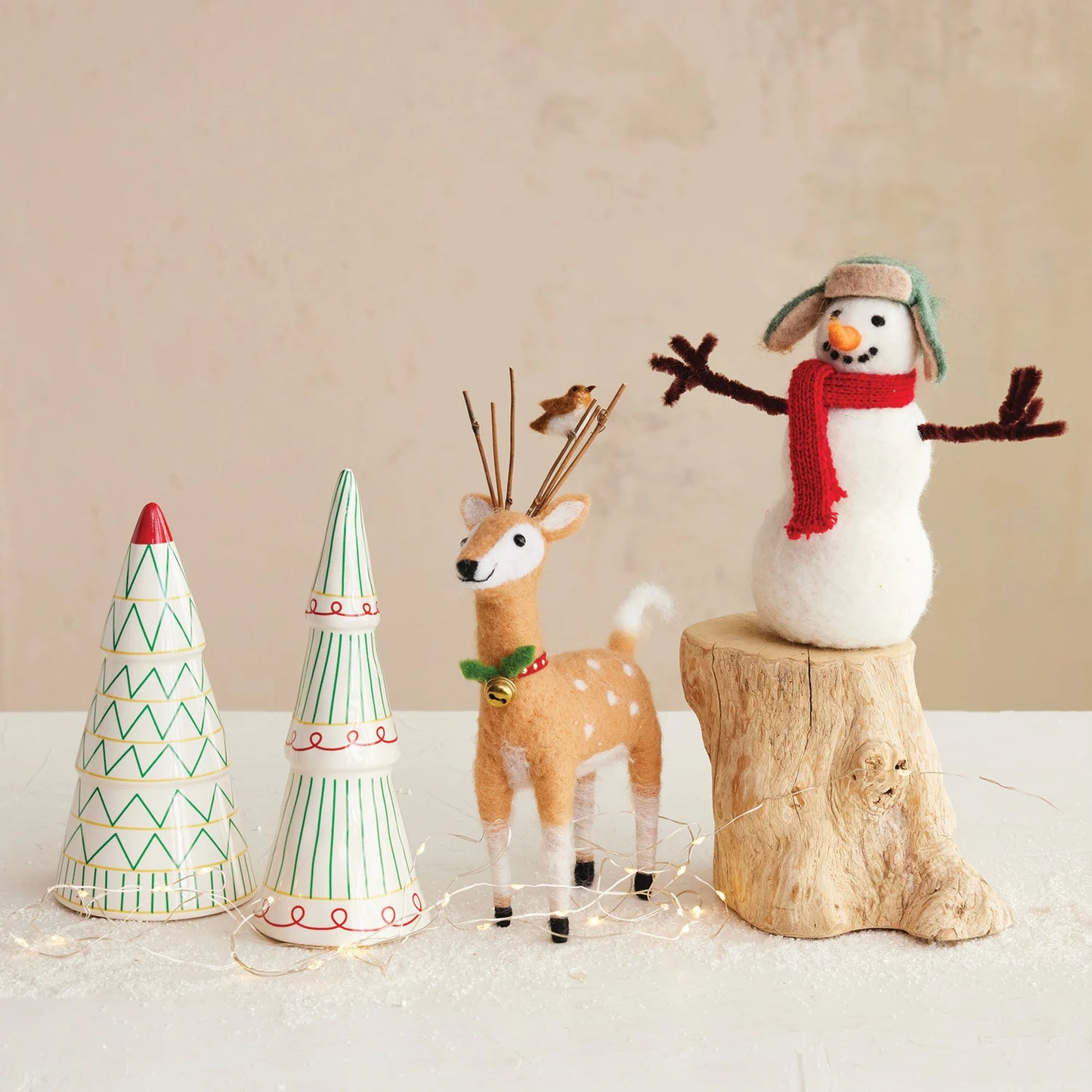 Wool Felt Snowman with Hat