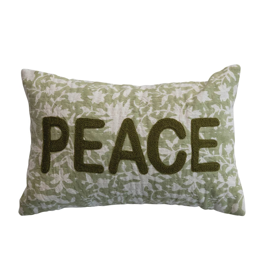 Peace Kantha Pillow