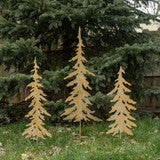 Gold Pine Tree Stakes-Set of 3