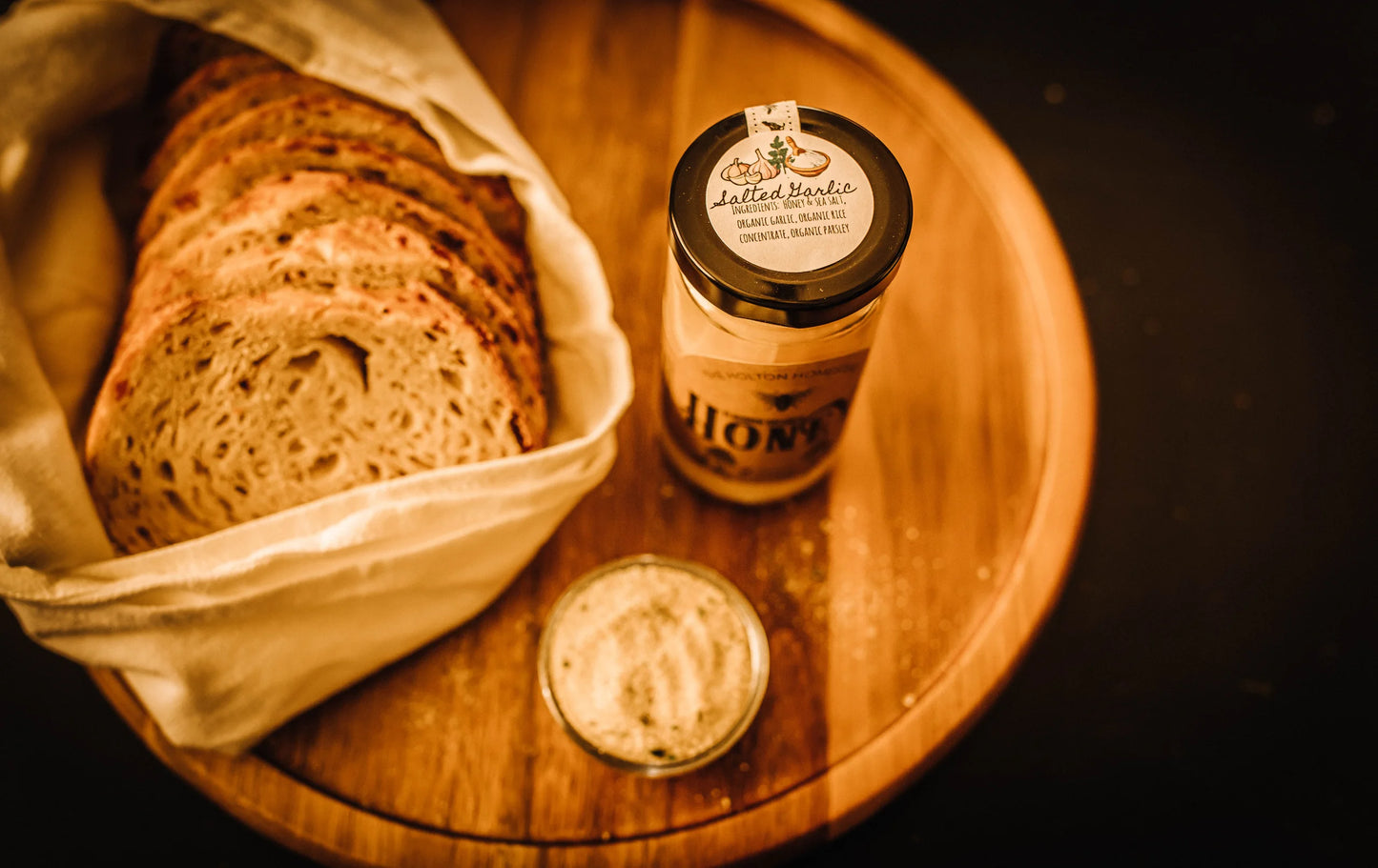 Salted Garlic Creamed Honey