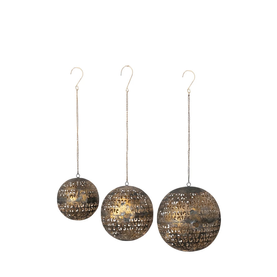 Metal Opening Ball Ornament with Closures and Cut Outs (3 sizes)