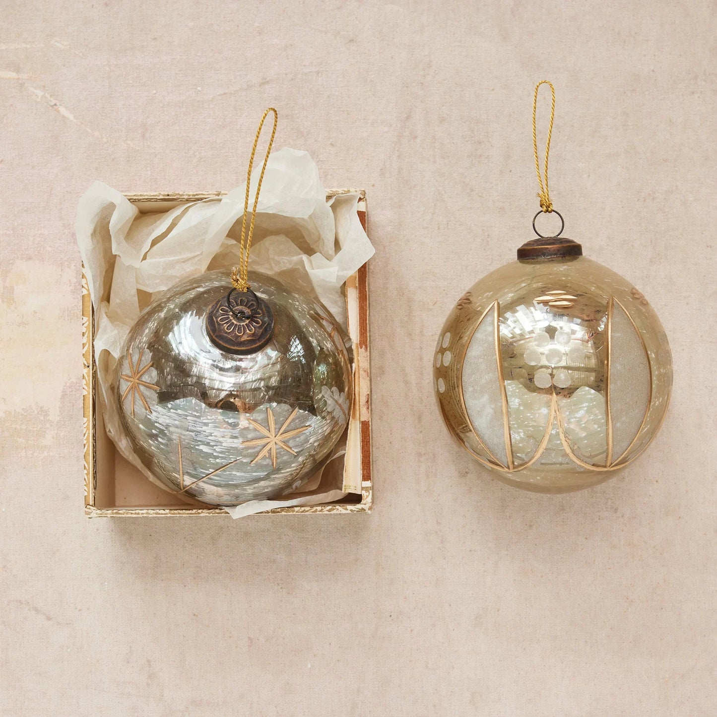 Etched Mercury Glass Ornament