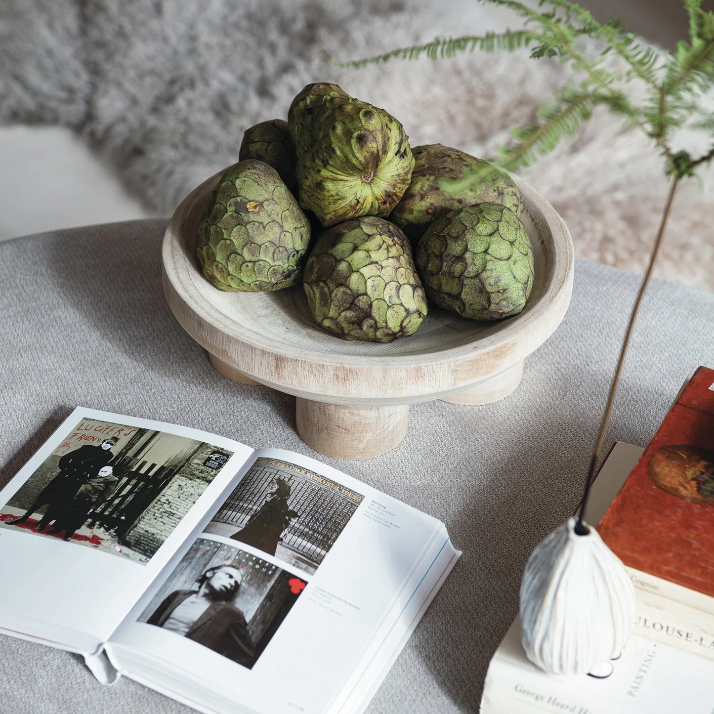 Natural Wood Footed Bowl