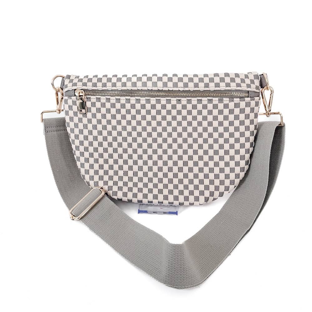 Woven Bum Bag Checkered Gray