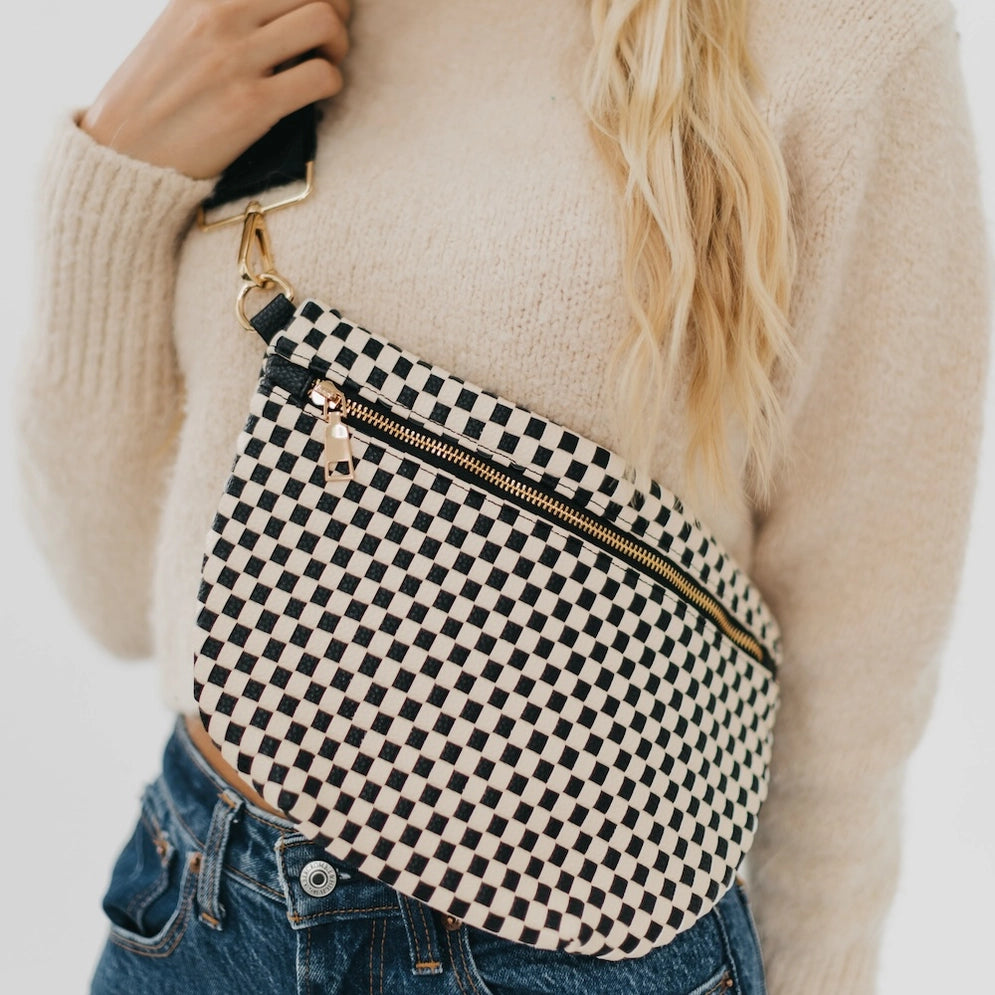 Woven Bum Bag Checkered Black