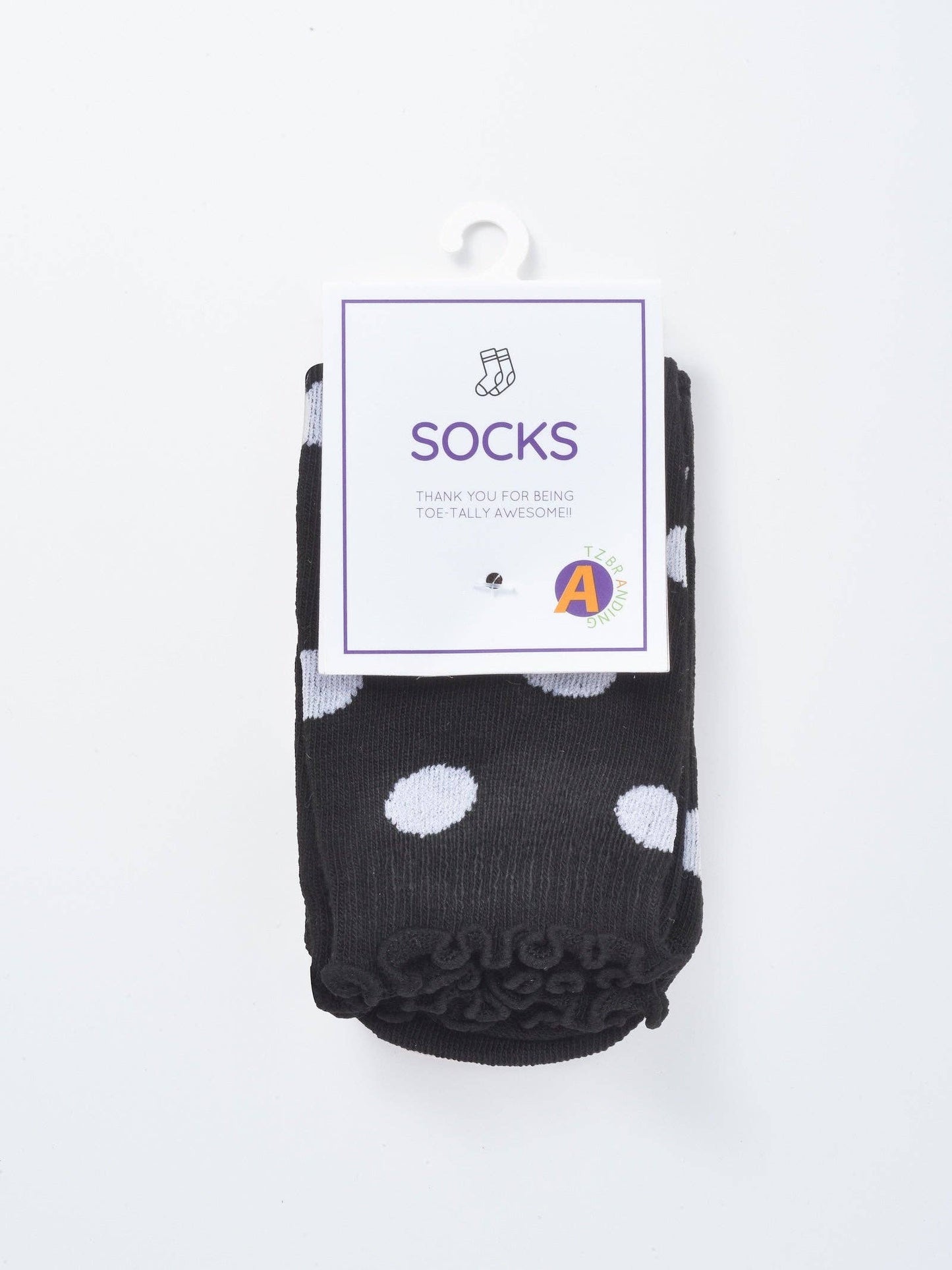Polka Dot Ribbed Crew Socks: Black