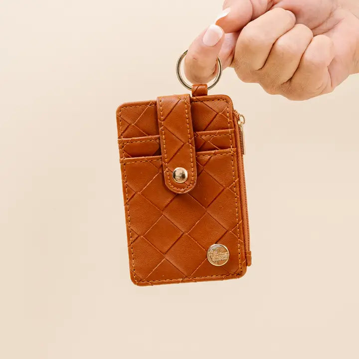 Woven Keychain Wallet-Cognac