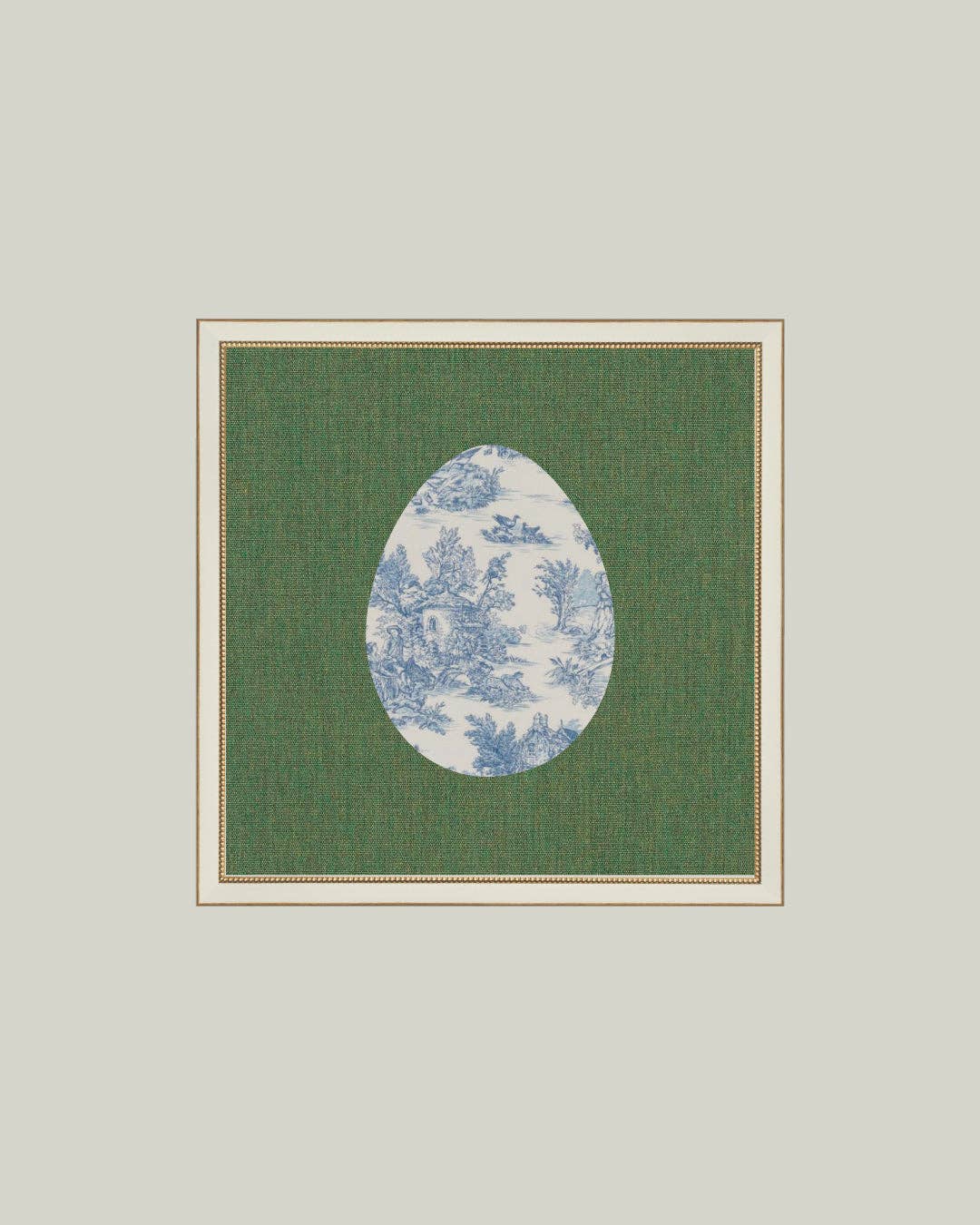 Countryside Toile Egg Framed Antique Art: 5x5