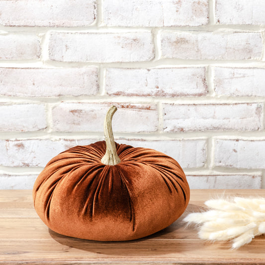 10” Burnt Orange Velvet Pumpkin