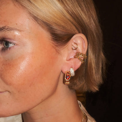 Red Wide CZ Bezel Hoops