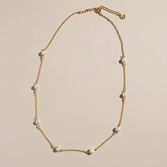 Pearl Delicate Saturn Chain Necklace
