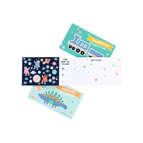 Set of 3 Blue Kids’ Activity Books - Travel & On-the-Go Fun