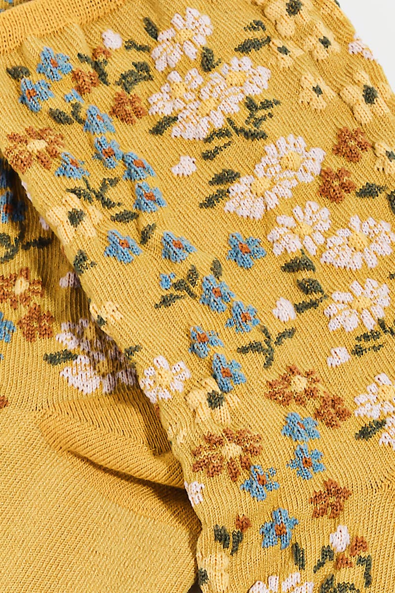 Yellow Multi Flower Pattern Socks
