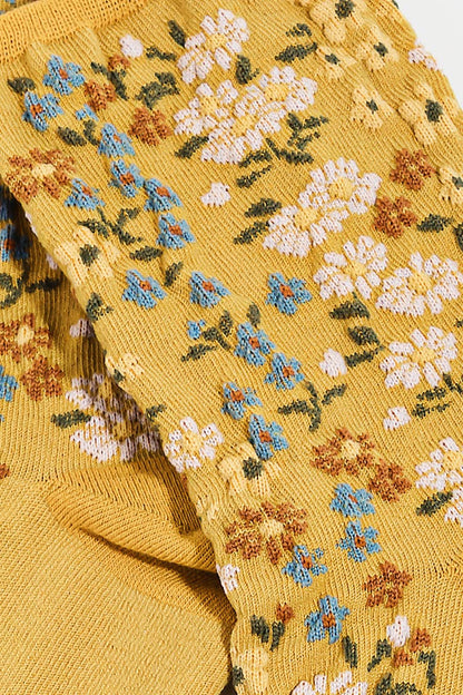 Yellow Multi Flower Pattern Socks