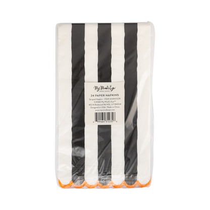 Black and Cream Striped Dinner Napkin