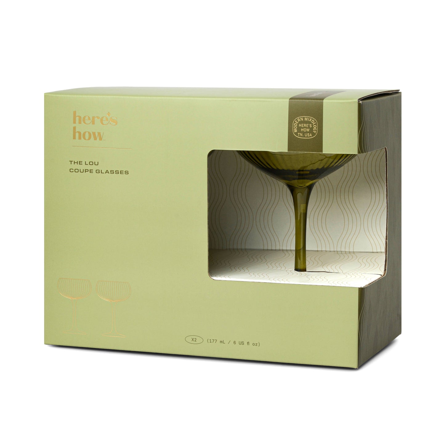 The Lou Coupe Glass - Olive, Set Of 2