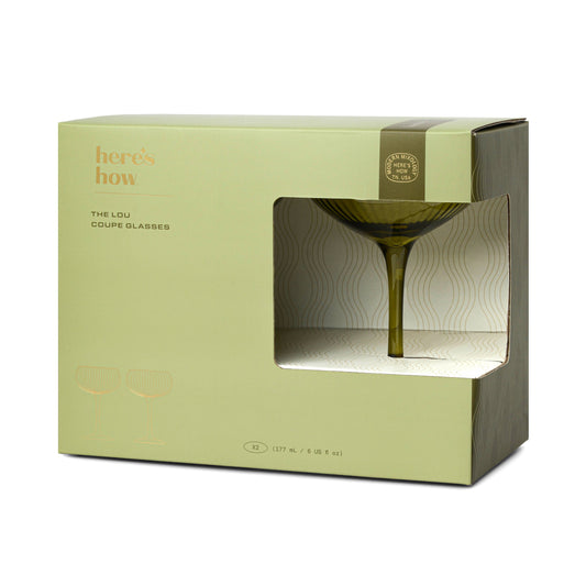 The Lou Coupe Glass - Olive, Set Of 2