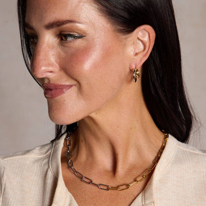 Mixed Metal Double Hoop Earrings