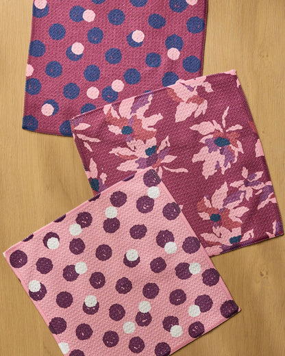 Mulberry Bloom Dot Dishcloth Set