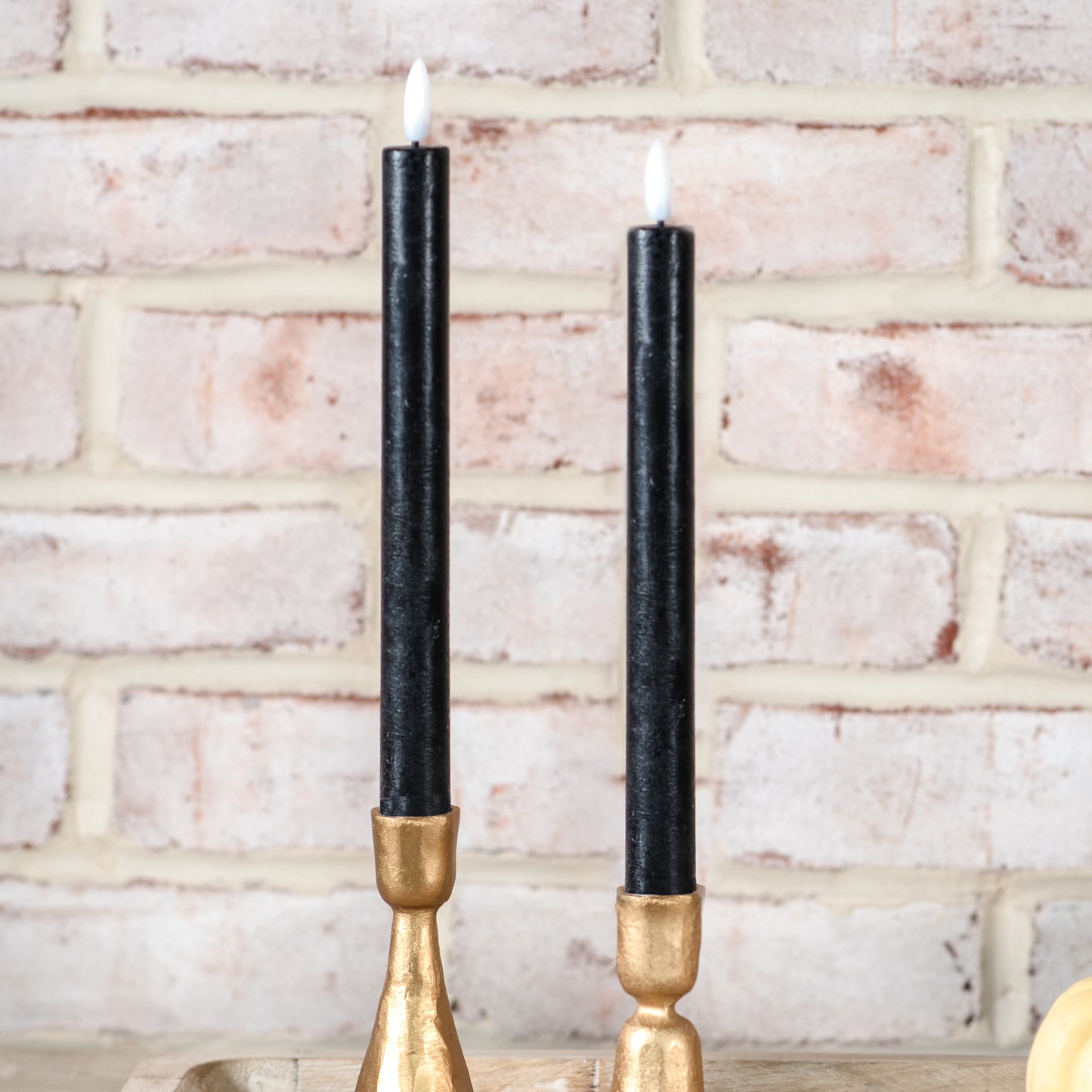 LED Black Taper Candles Set of 2