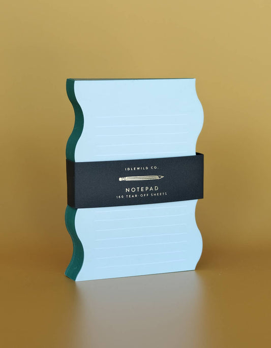 Wavy Shaped Notepad | Mint + Evergreen Edge