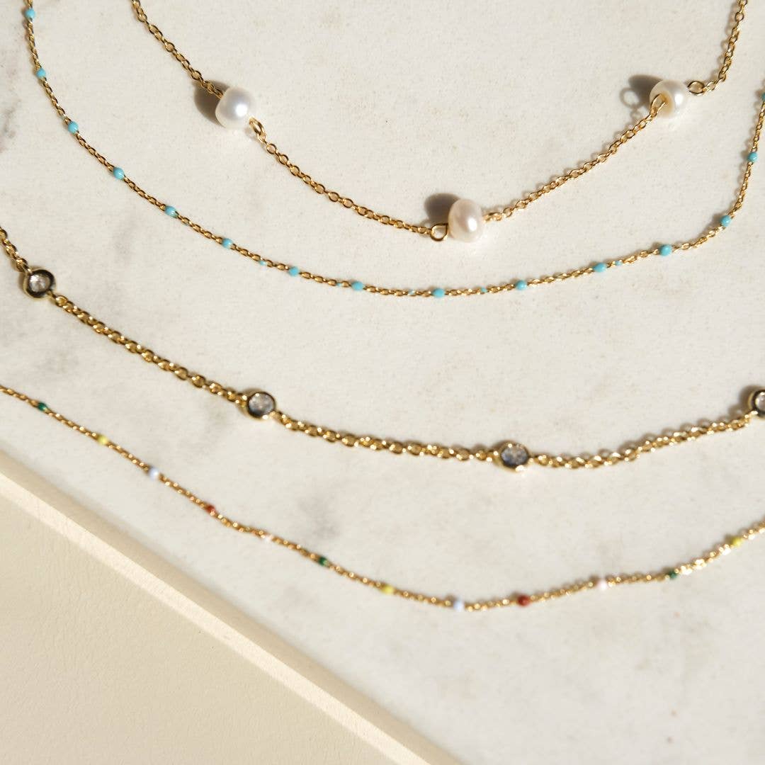 Pearl Delicate Saturn Chain Necklace