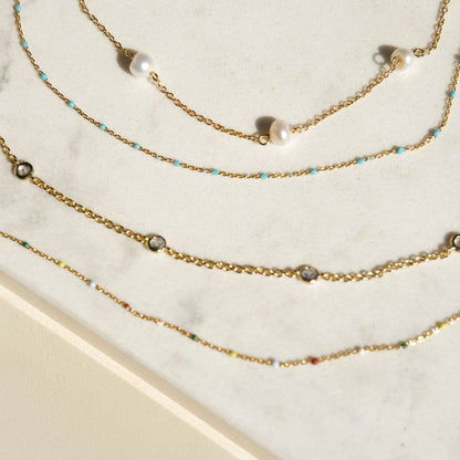 Pearl Delicate Saturn Chain Necklace