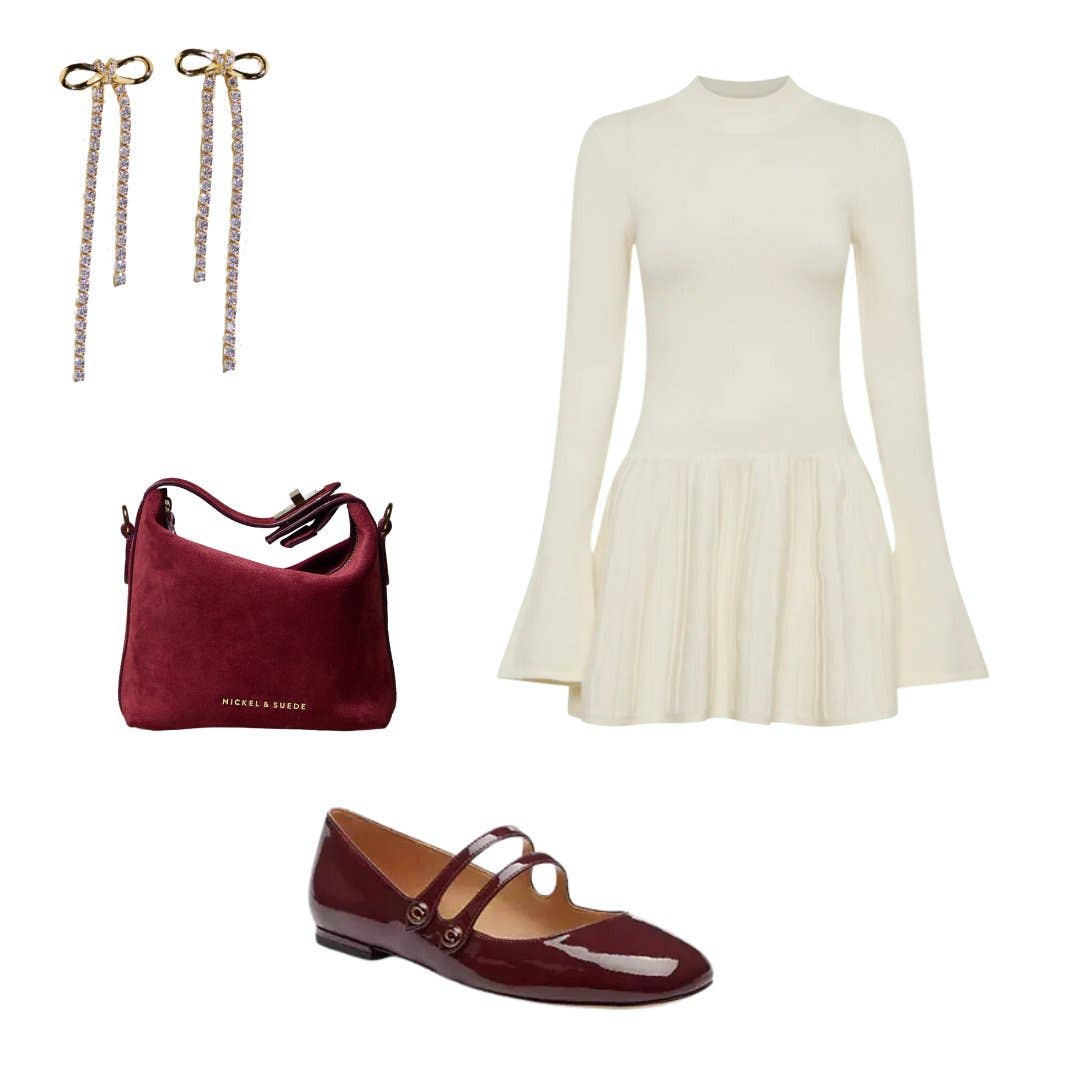 Gold Long Crystal Bow Drop Studs: Gold