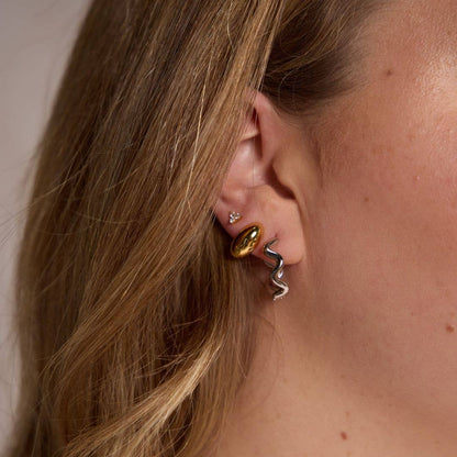 Silver Squiggle Hoops