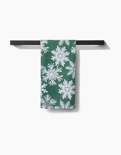 Snowy Days Green Tea Towel