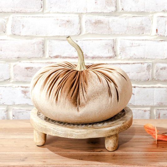 10” Beige Velvet Pumpkin