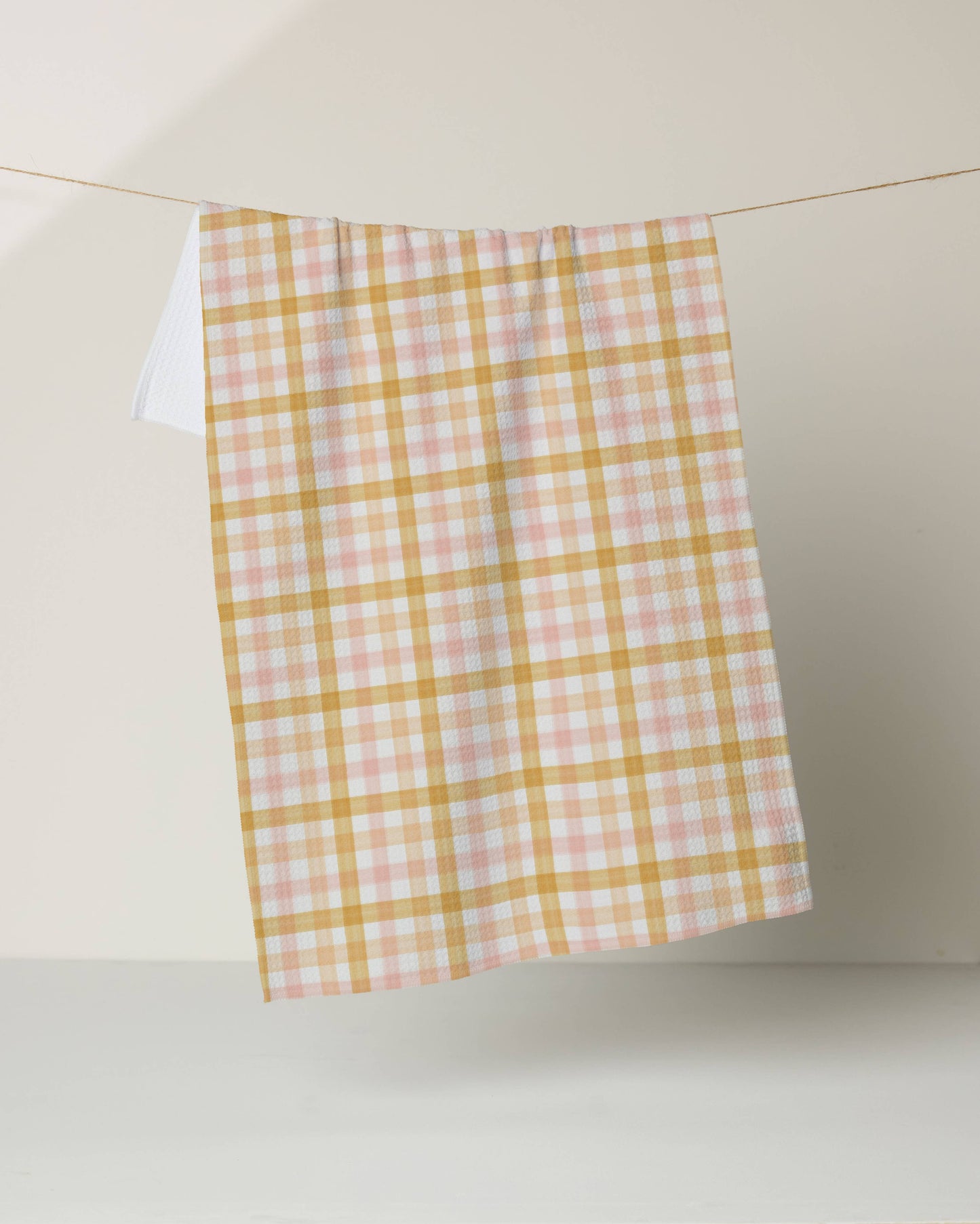 Peachy Plaid Tea Towel
