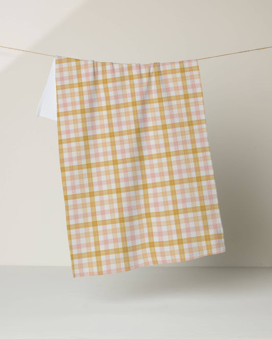 Peachy Plaid Tea Towel