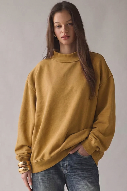 Camel Reversible Mock Neck Sweatshirt