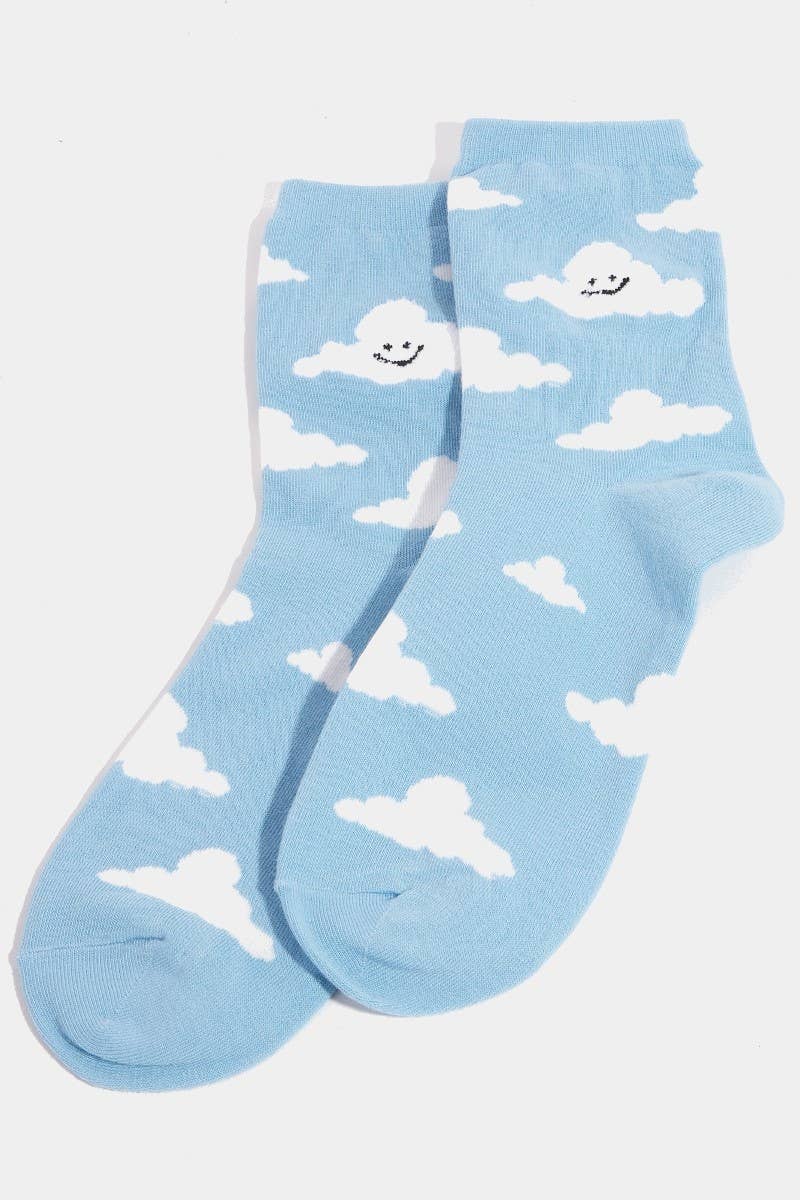 Smiling Cloud Blue Skies Socks: Blue