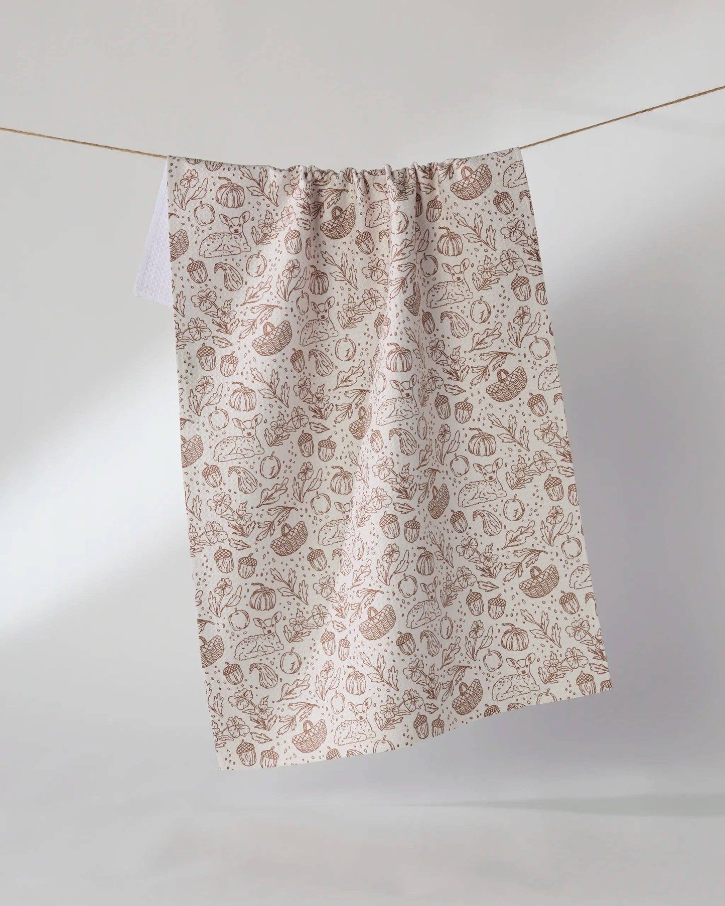 Cozy Flora Tea Towel: White